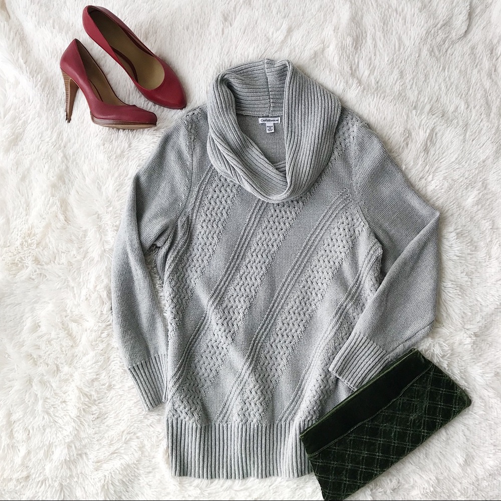Croft & Barrow long silver cowl neck sweat…size 1X